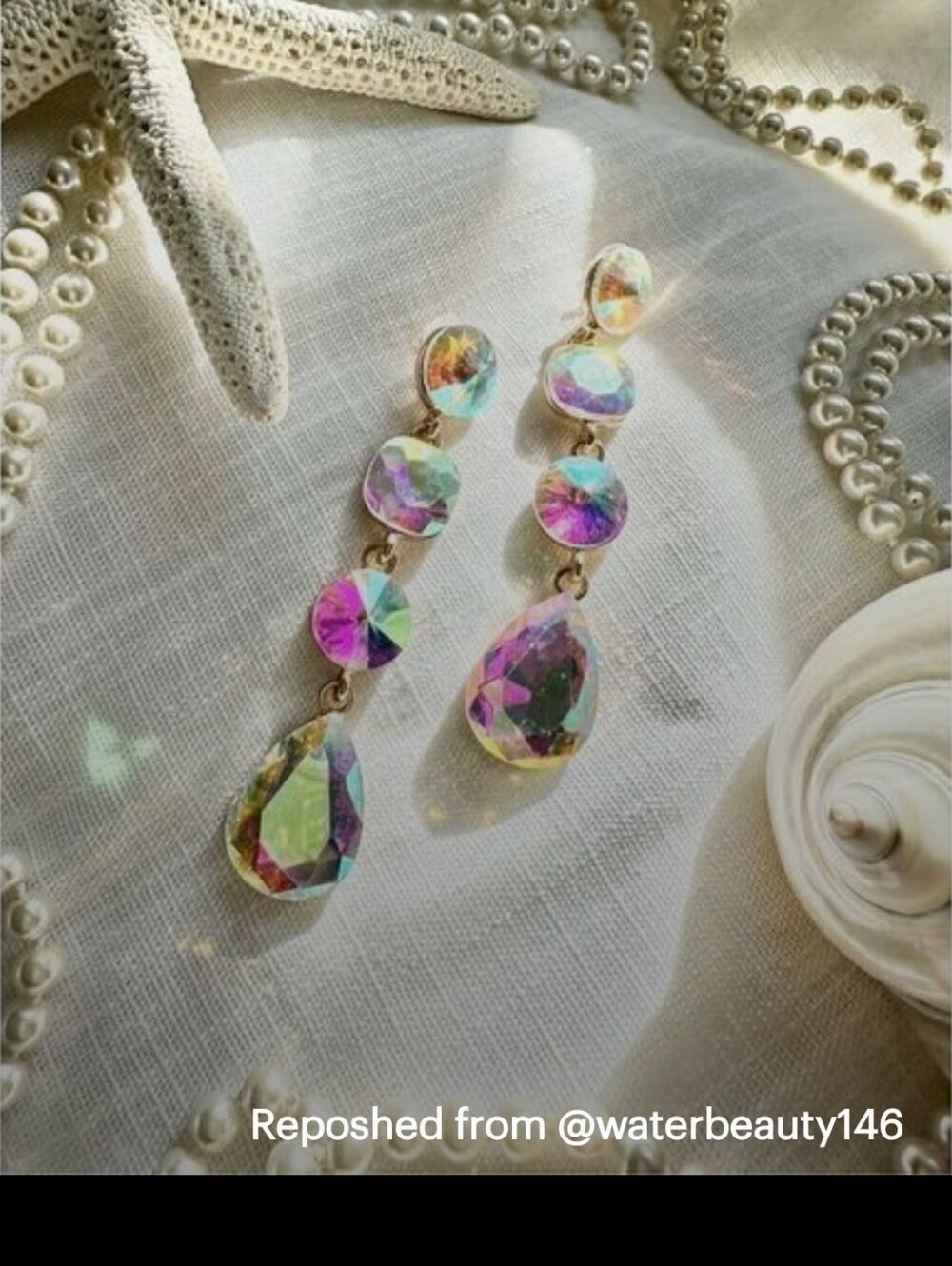 Beautiful! Aurora Crystal Drop Earrings - Iridescent Gold Setting